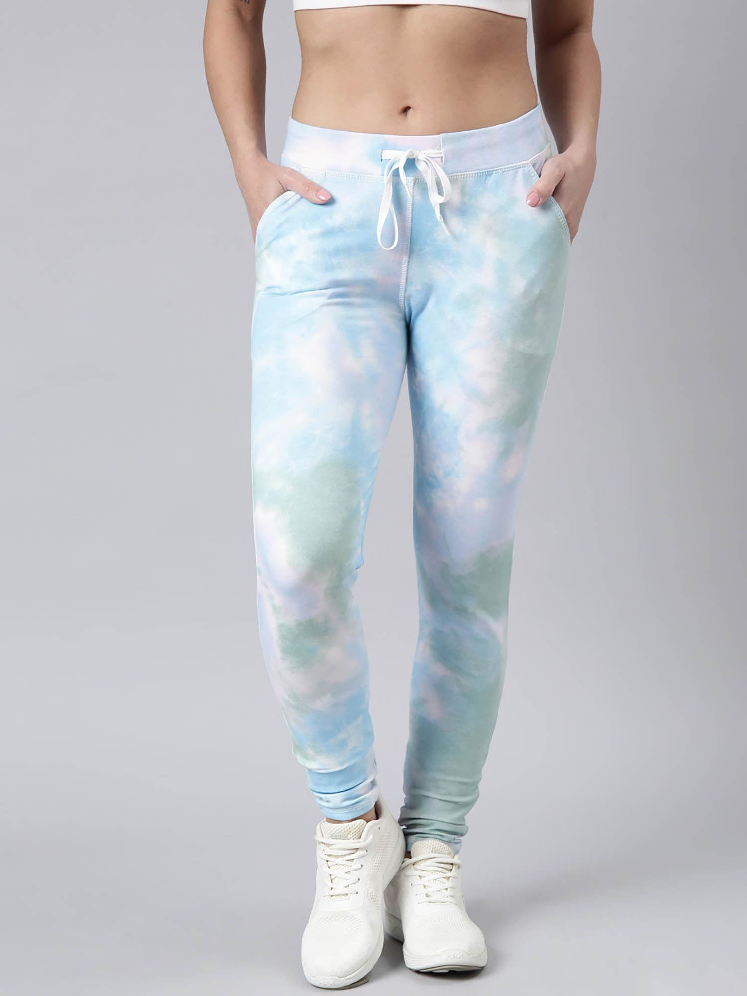 womens tie dye slim fit blue regular track pants