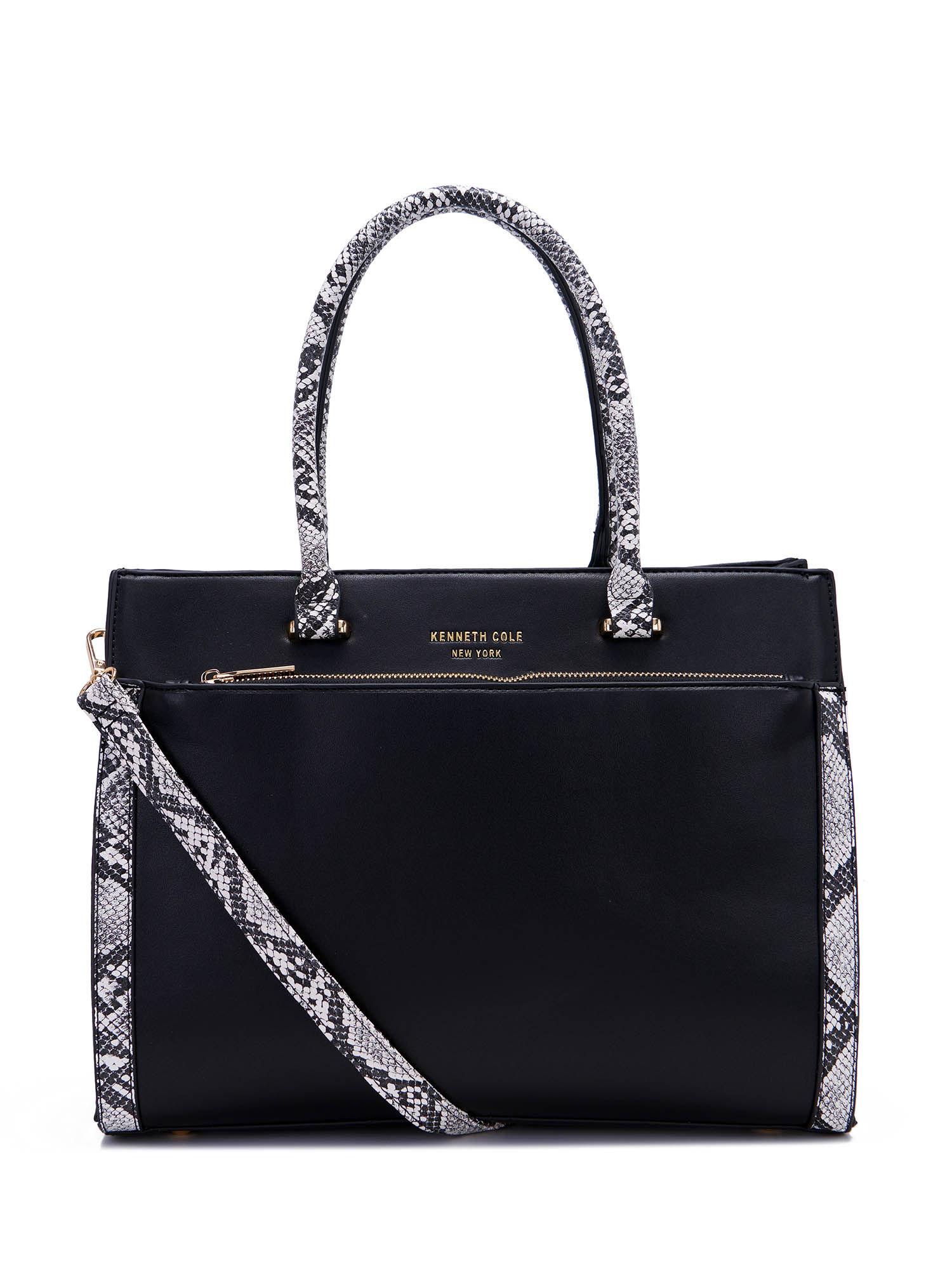 womens tote bag with zip - black