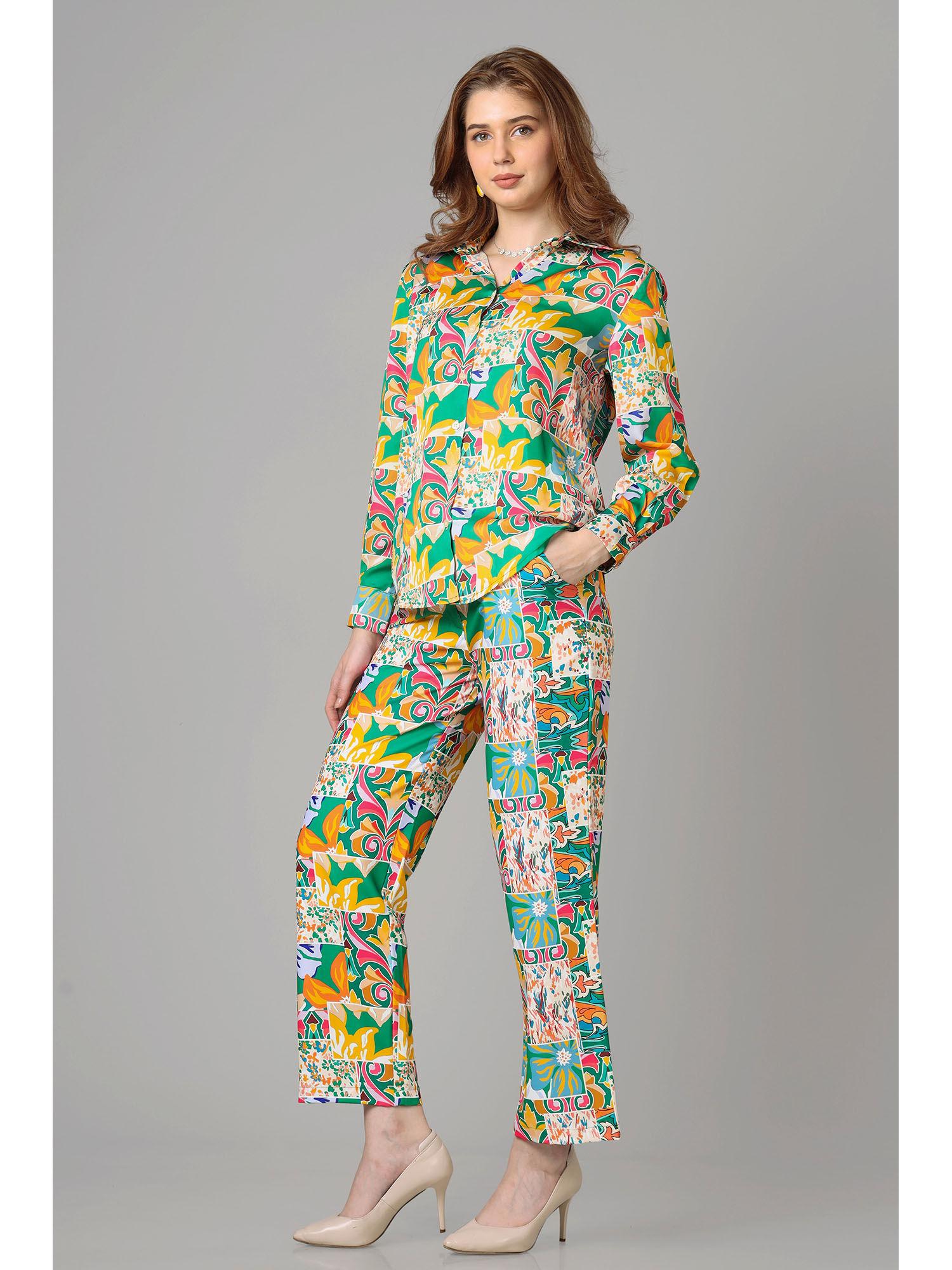 womens trendy multicolor printed co-ord (set of 2)