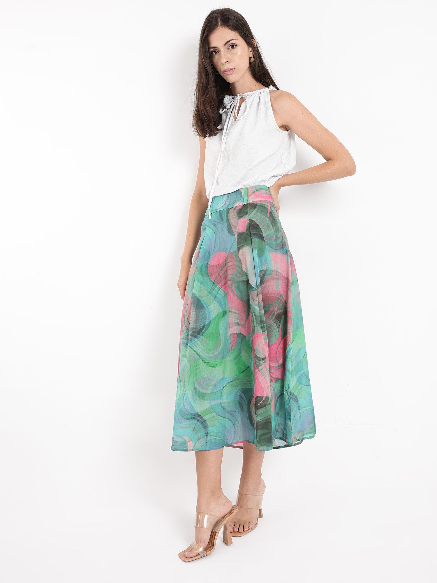 womens treviso dusky multi-color flared midi skirt