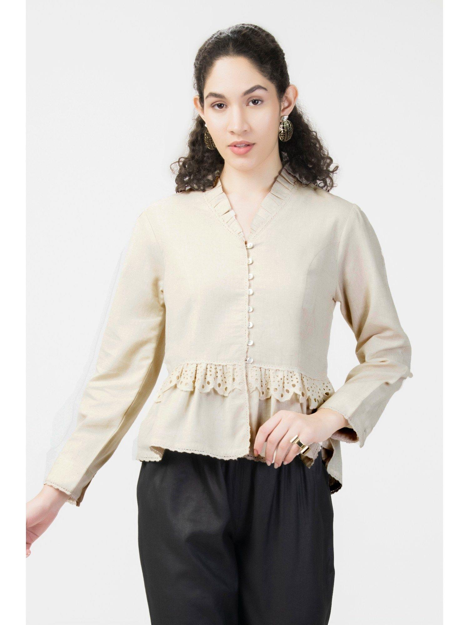 womens victorian linen beige shirt