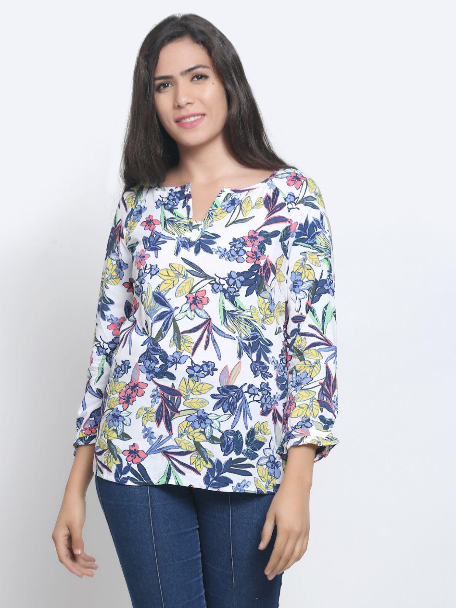 womens viscose printed multicolor summer top