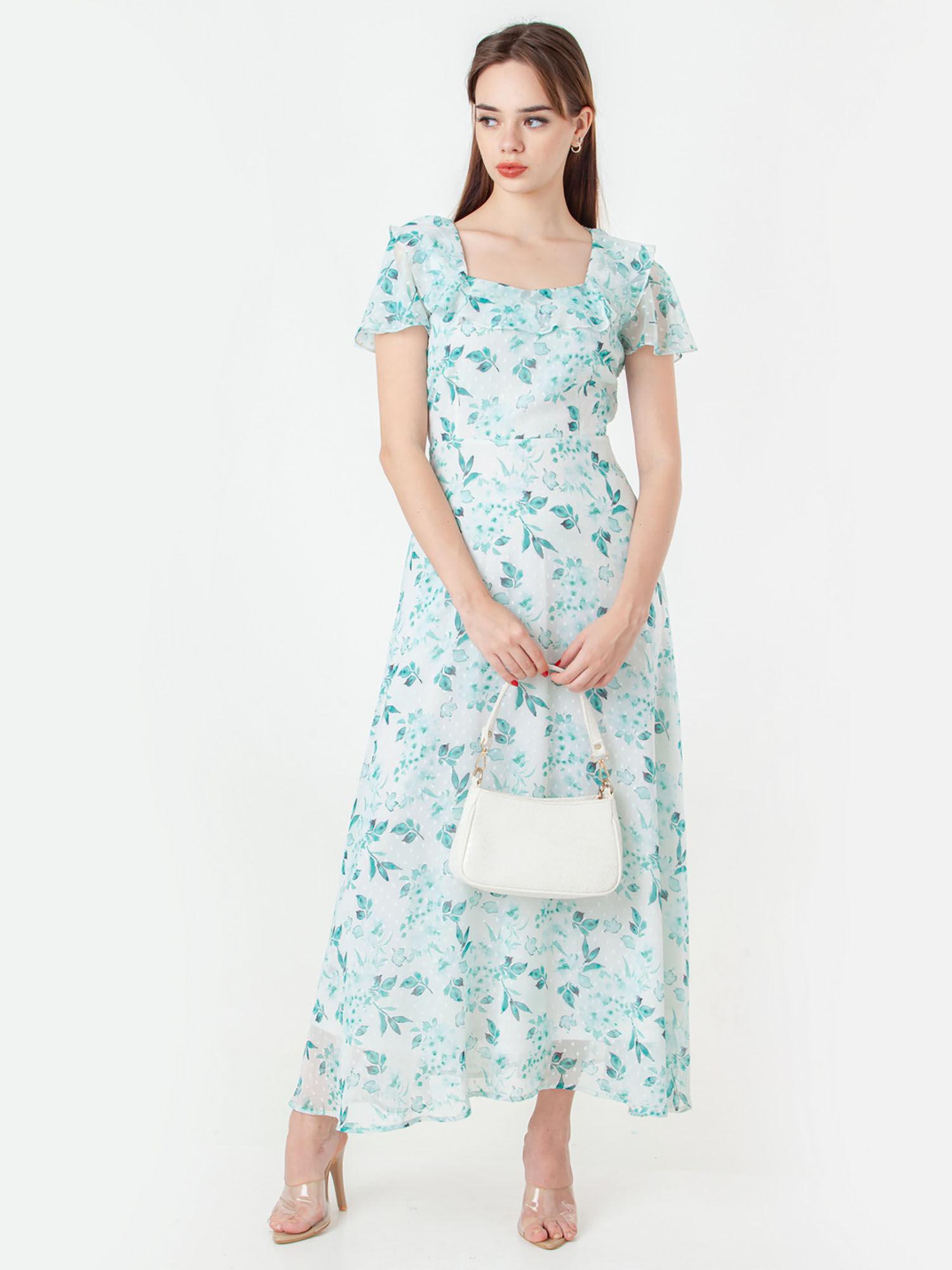 womens white floral maxi dress