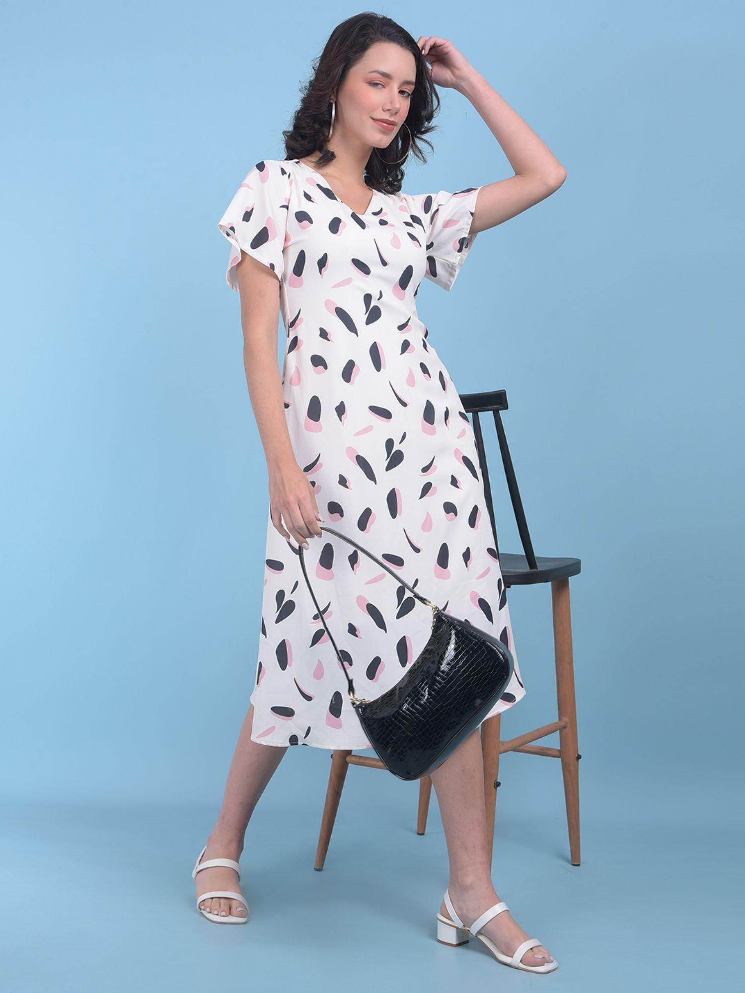 womens white floral print a-line dress