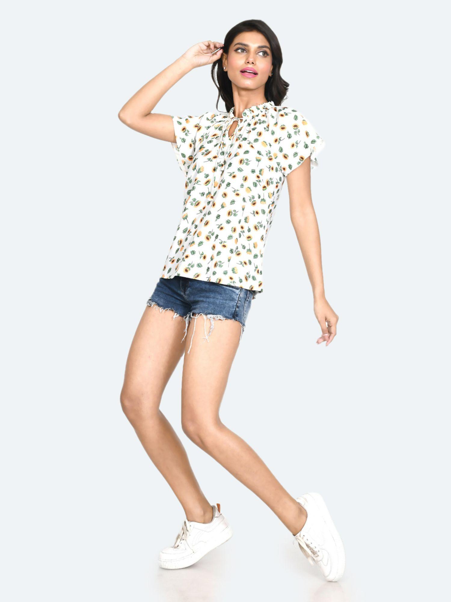 womens white floral top