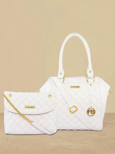 womens white hand bag combo pack of 2