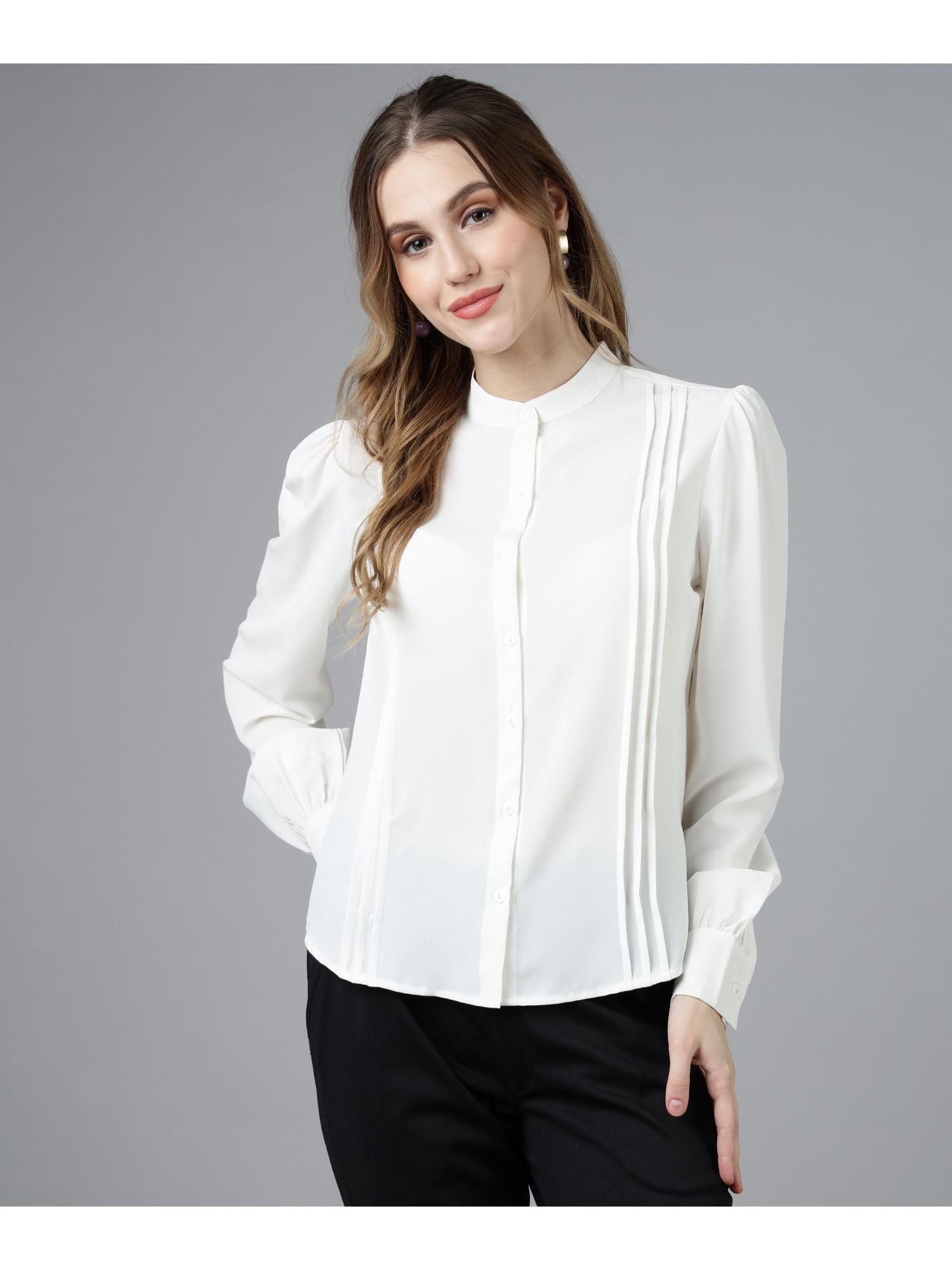 womens white professional womens pleated formal shirt