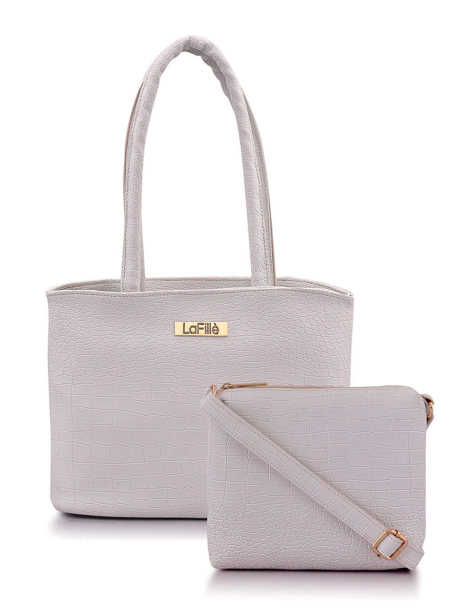 womens white shoulder bags and sling combo set