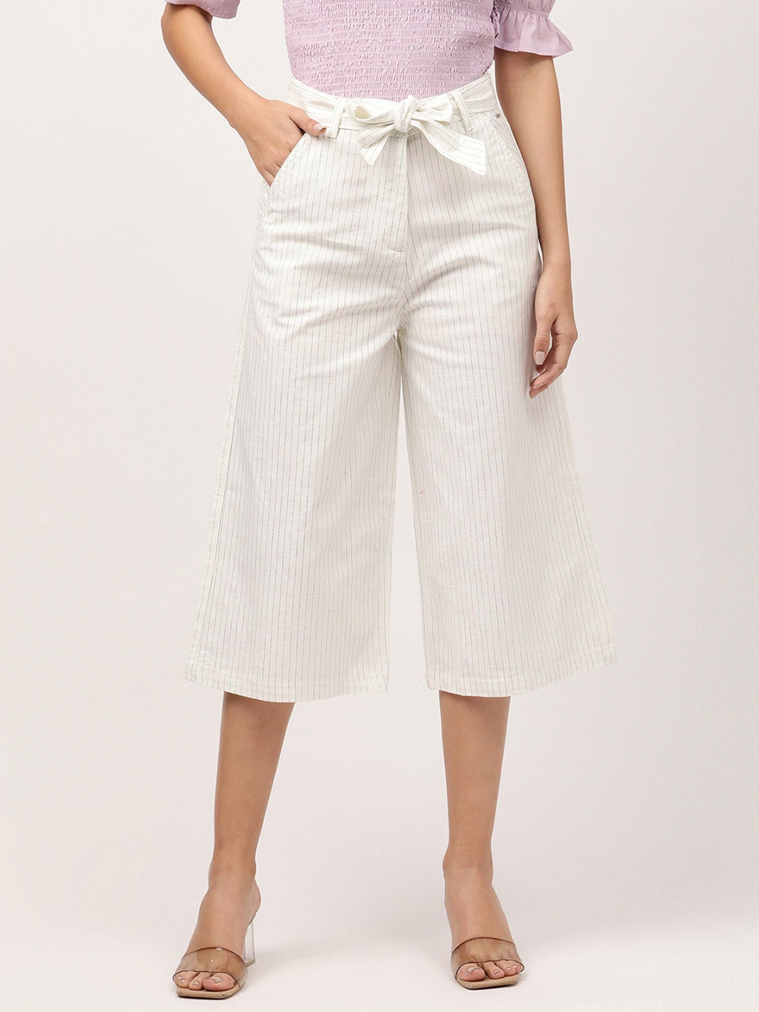 womens white stripes relaxed fit trouser