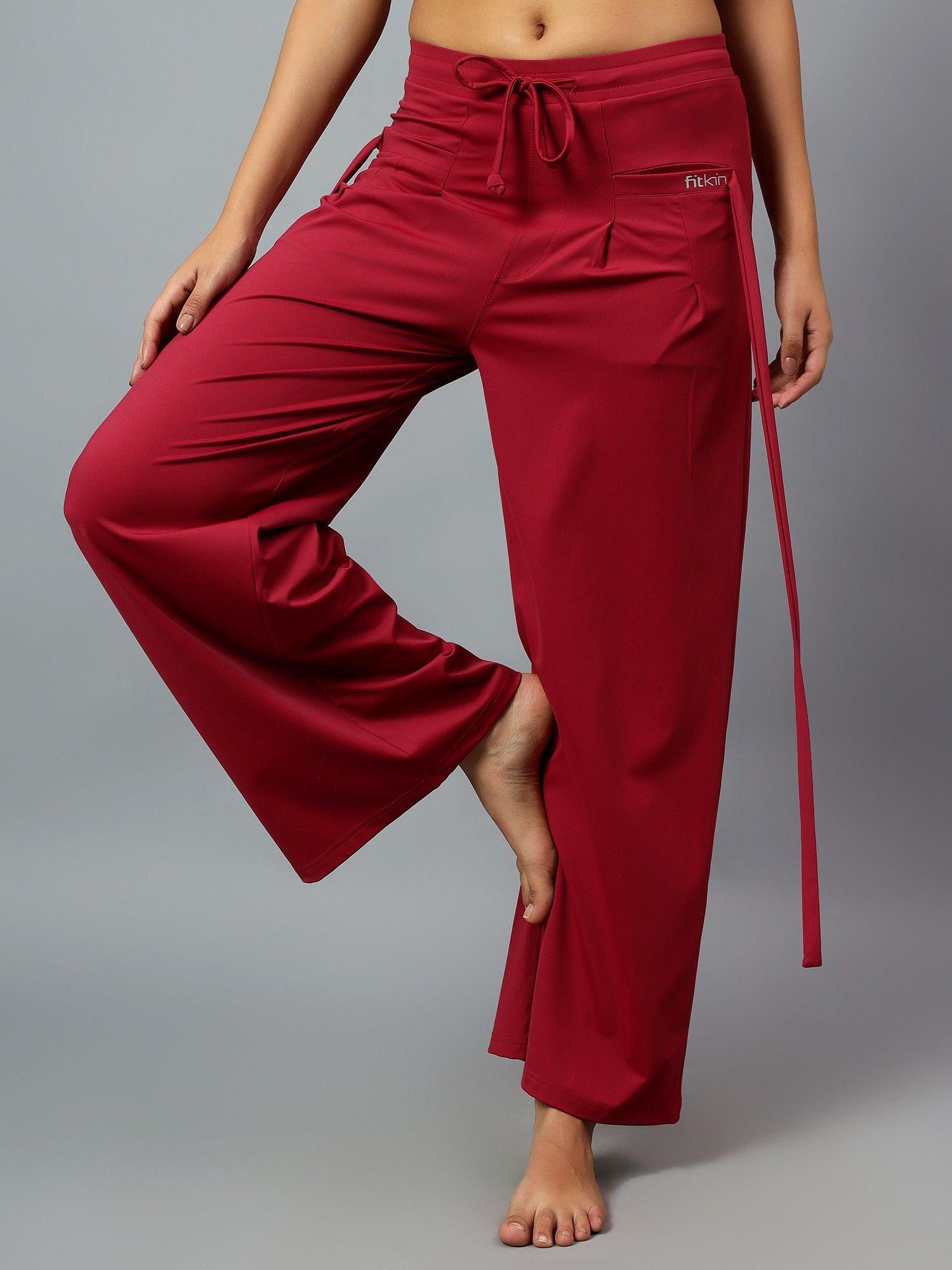 womens wine relaxed fit pleated bootcut trackpant