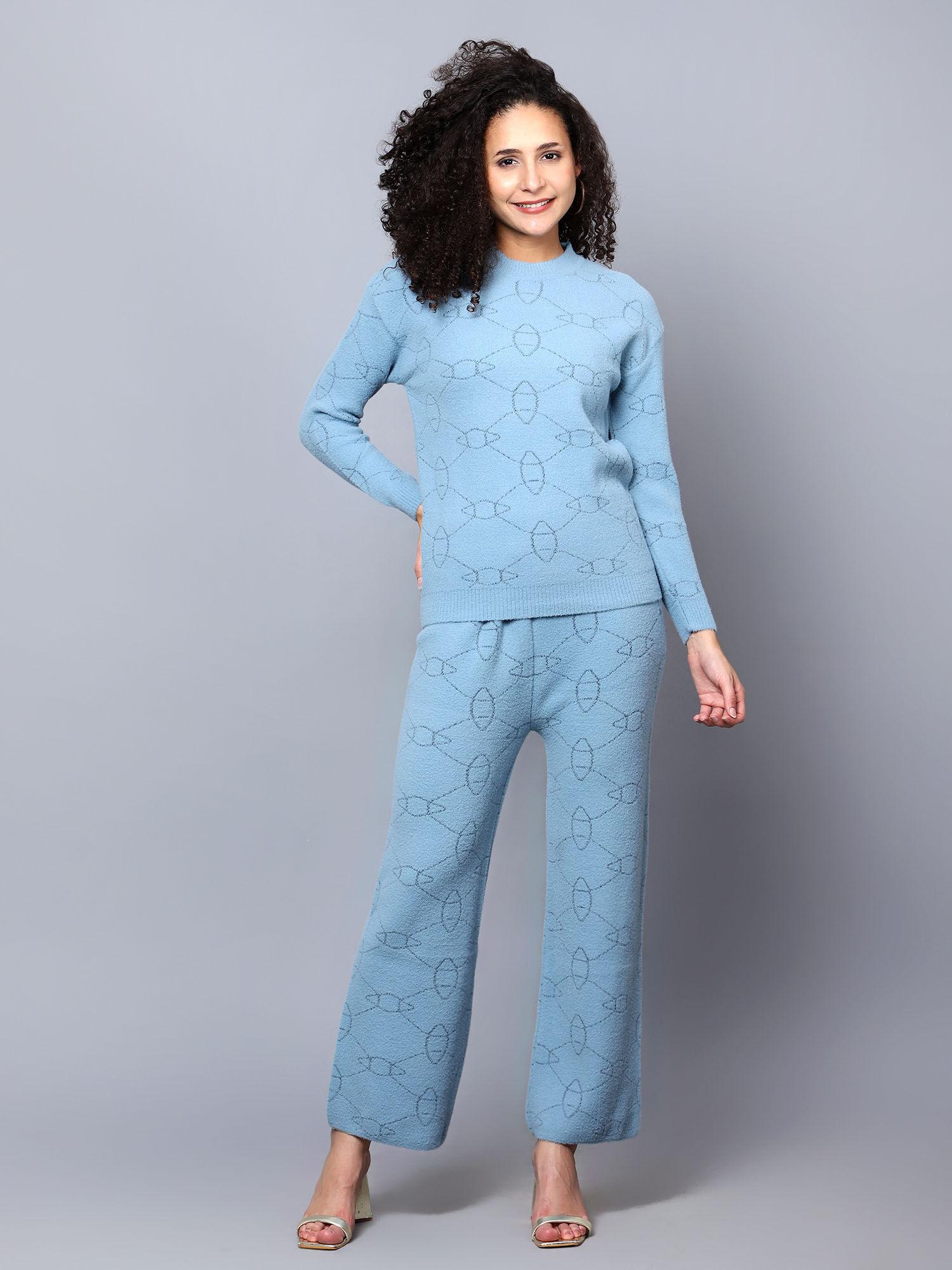 womens woollen self design co-ord (set of 2)