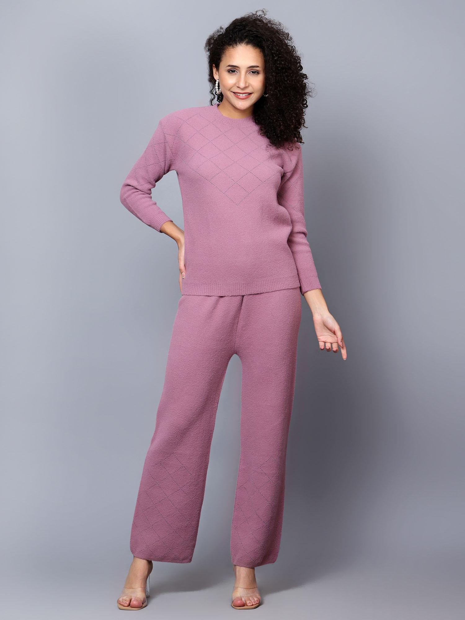 womens woollen self design co-ord (set of 2)