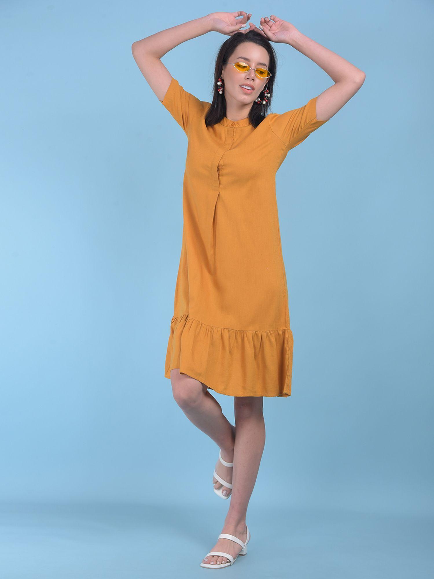 womens yellow a-line dress