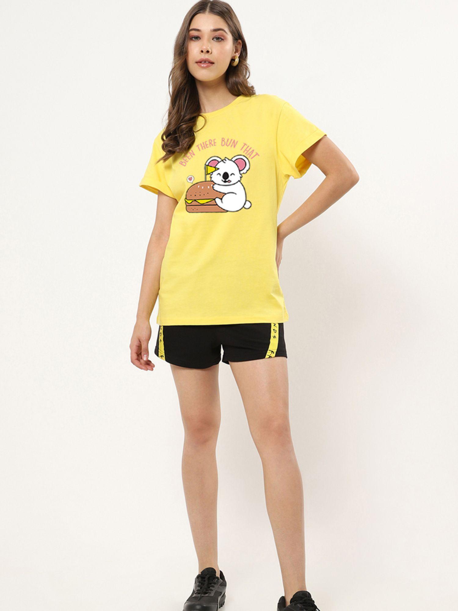 womens yellow been there graphic printed boyfriend t-shirt