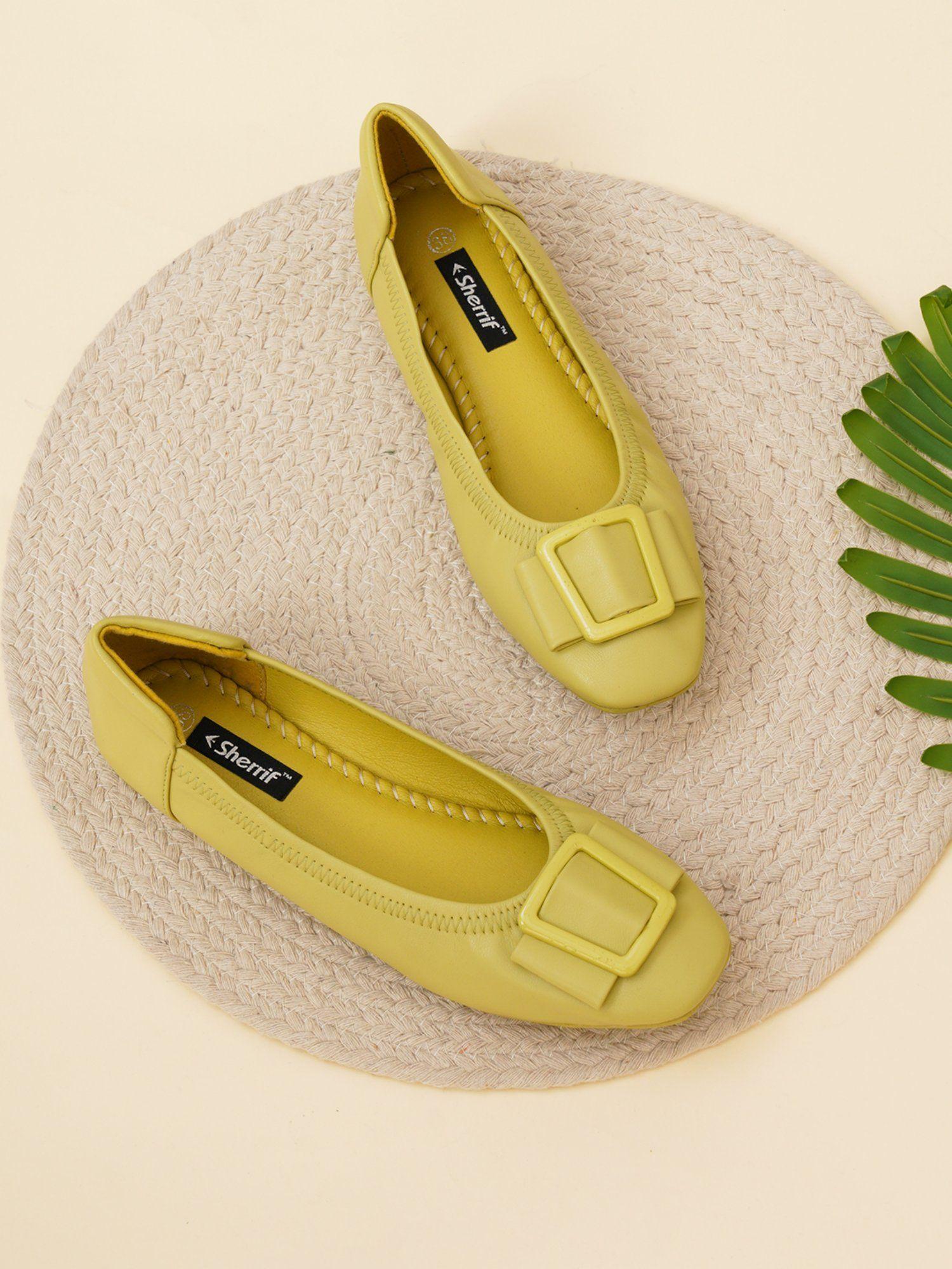 womens yellow color ballerinas