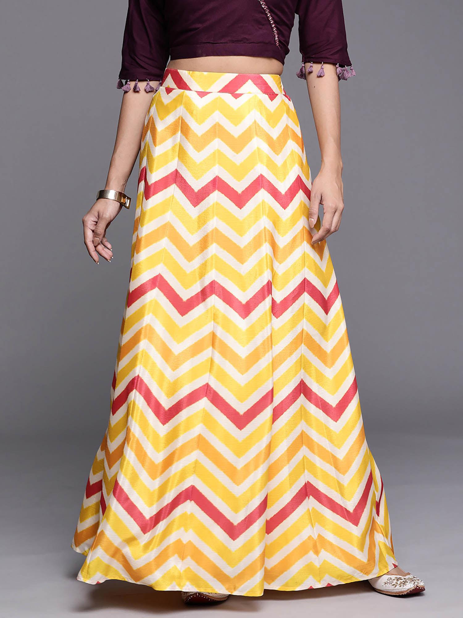 womens yellow printed skirt