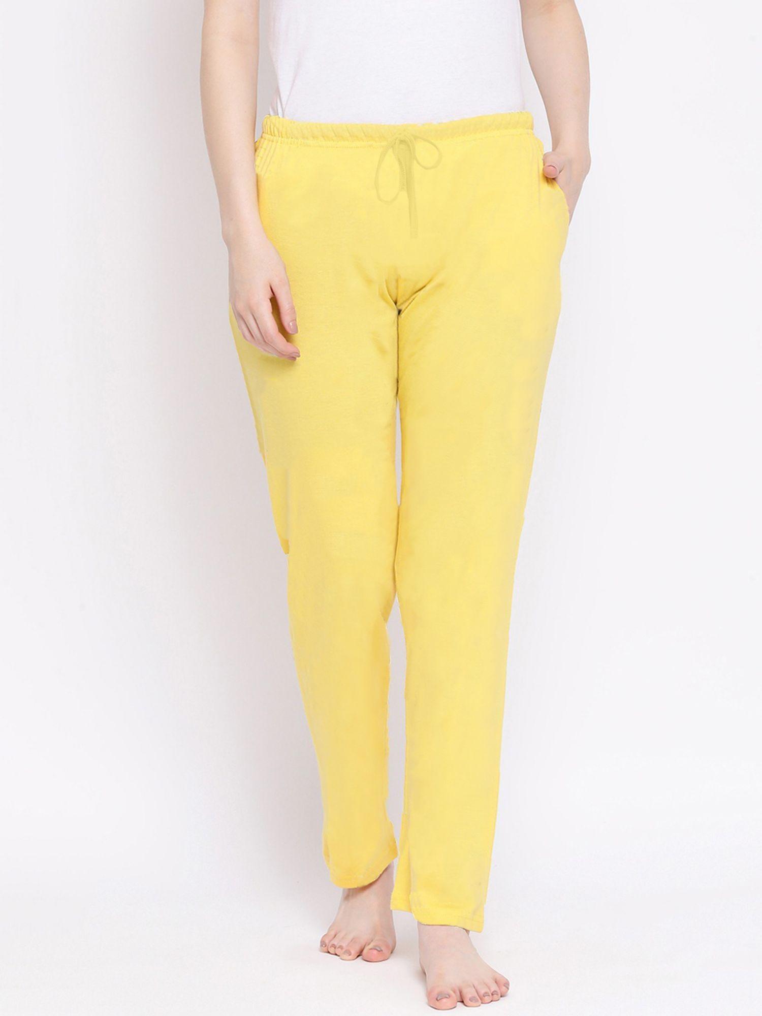 womens yellow solid knitted pajamas