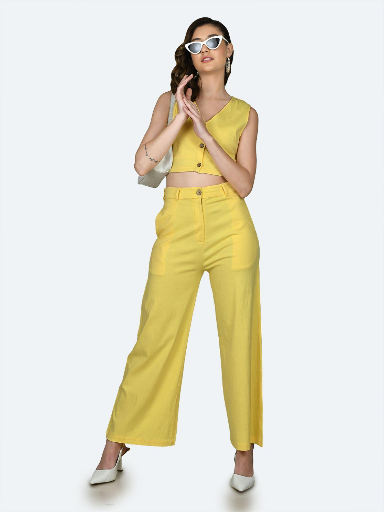 womens yellow solid pant