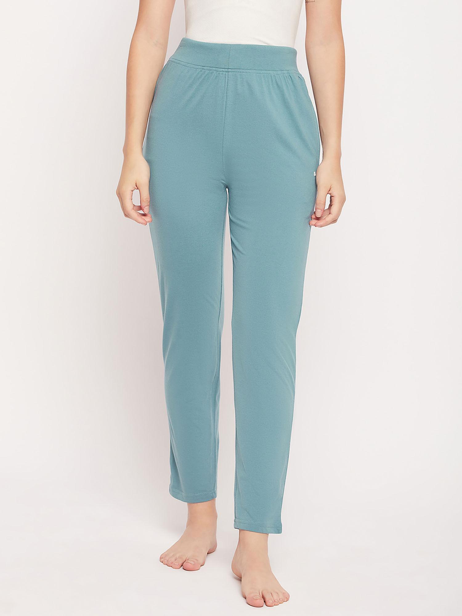 womensolid blue pant