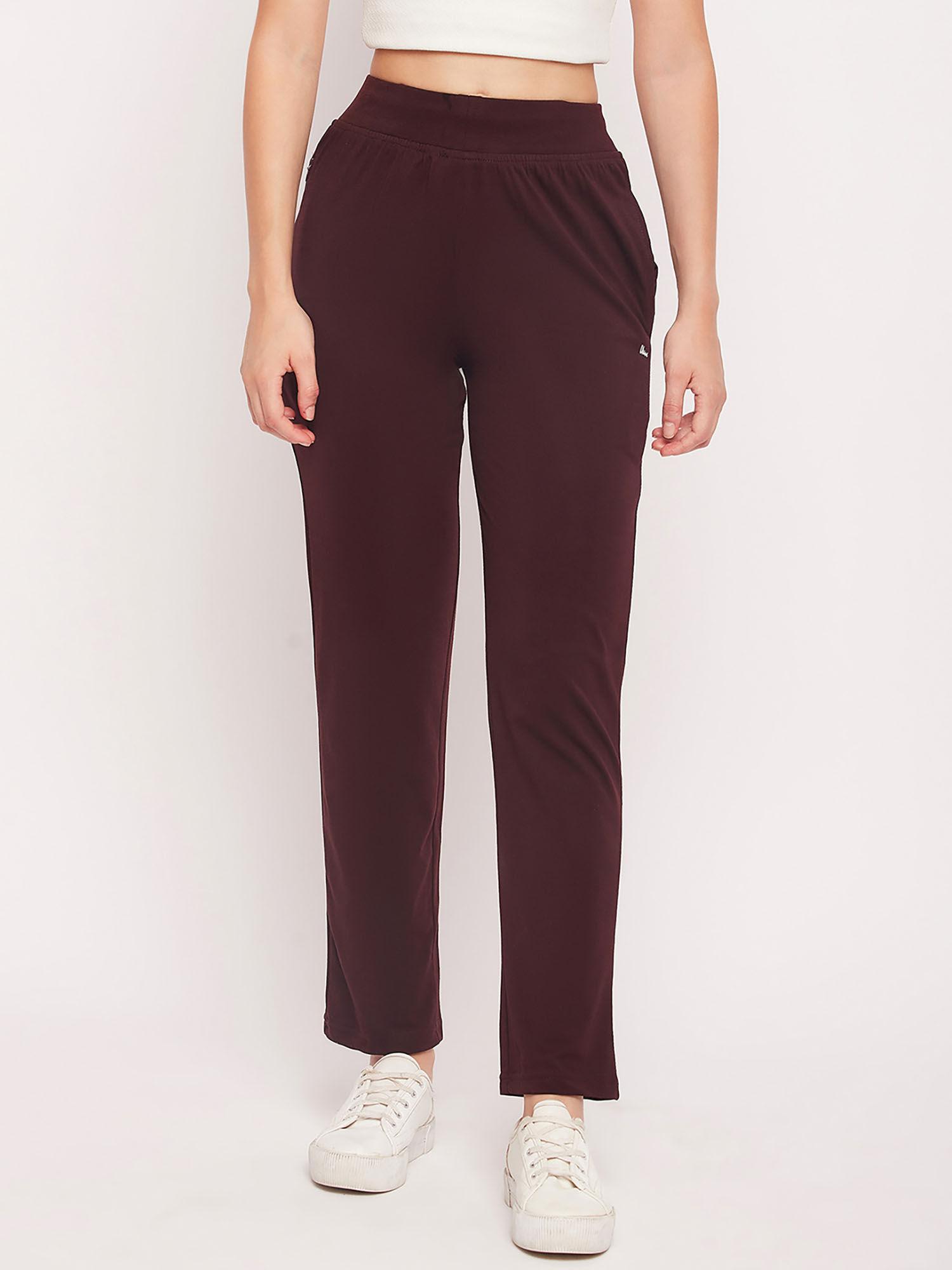 womensolid burgundy pant