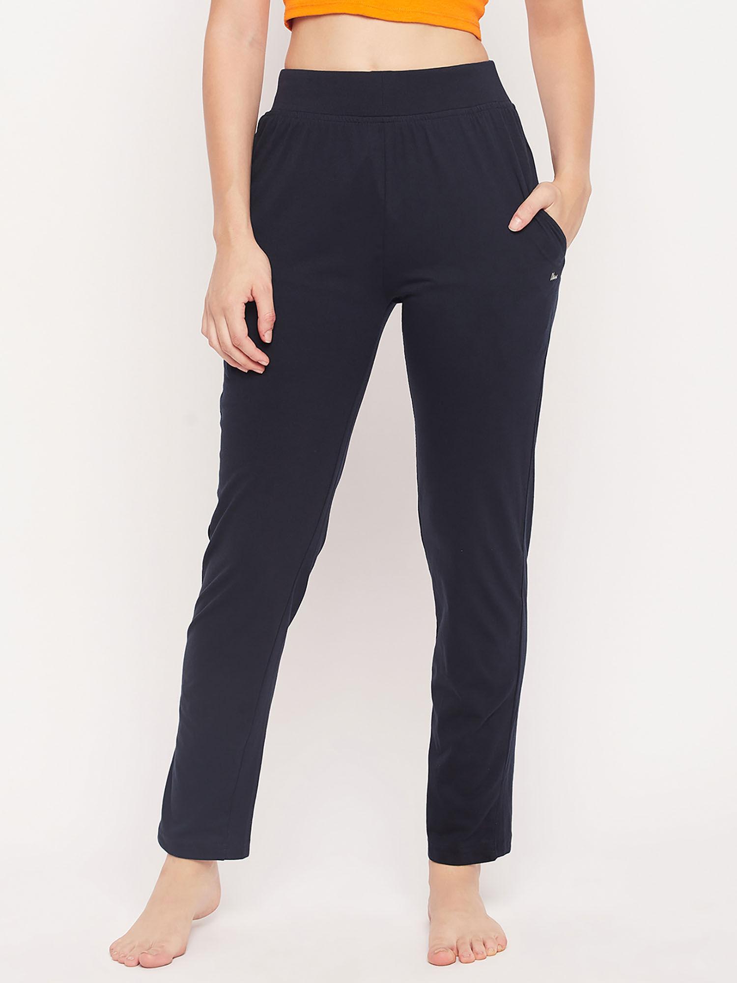 womensolid navy blue pant