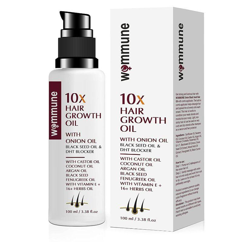 wommune hair growth oil with onion oil, black seed oil & dht blocker