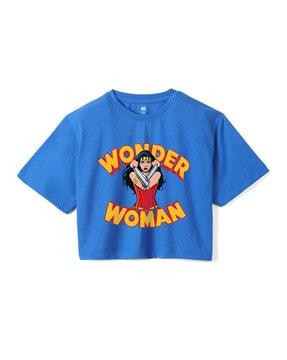 wonder woman print round-neck t-shirt