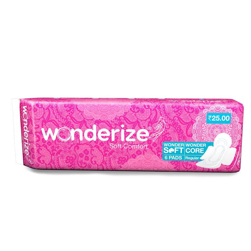 wonderize soft comfort regular - 6 cotton sanitary pads with soft cottony cover