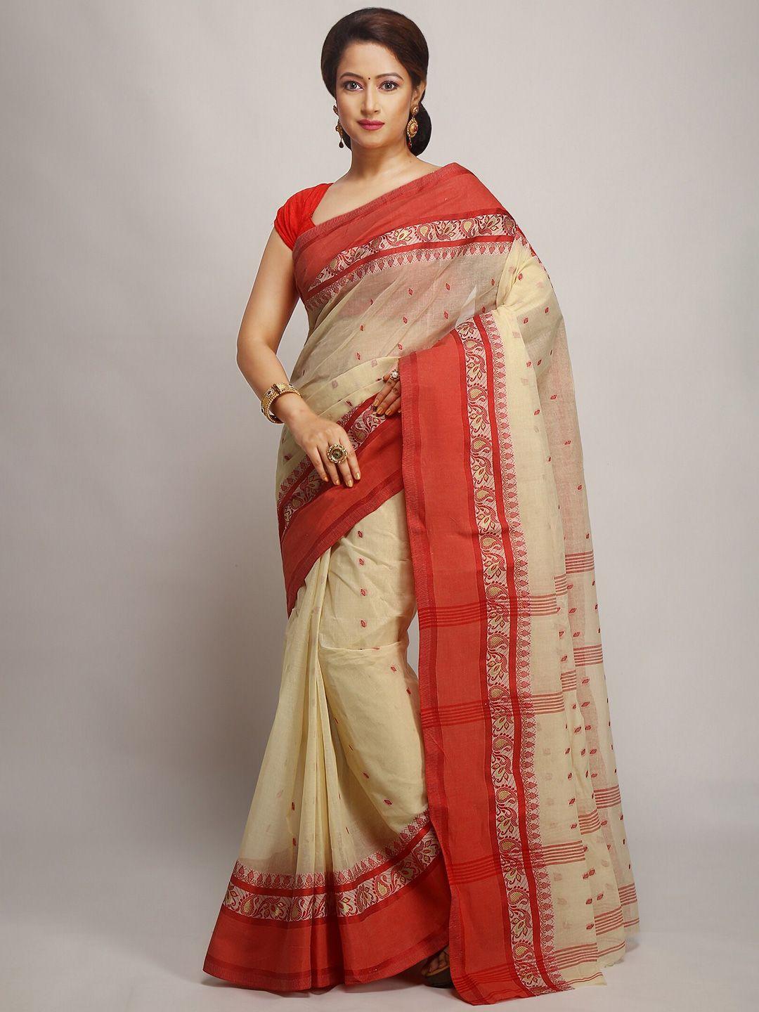 woodentant ethnic motif pure cotton taant saree