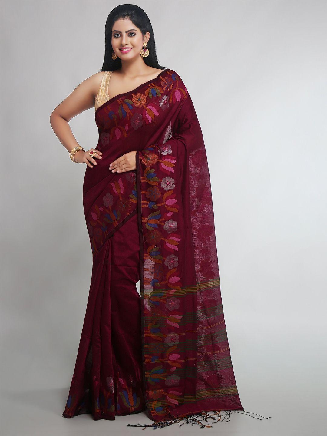 woodentant ethnic motifs printed silk cotton saree