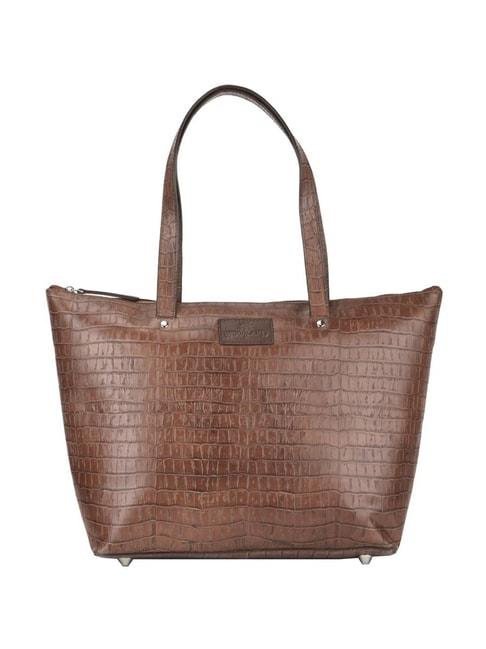 woodland brown textured medium tote handbag