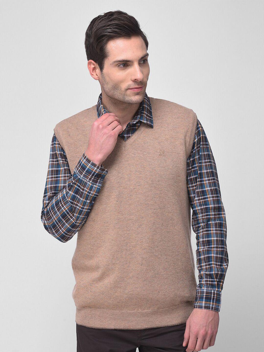woodland-men-beige-woolen-sweater-vest