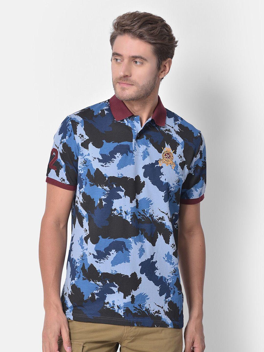 woodland-men-blue-&-black-printed-polo-t-shirt