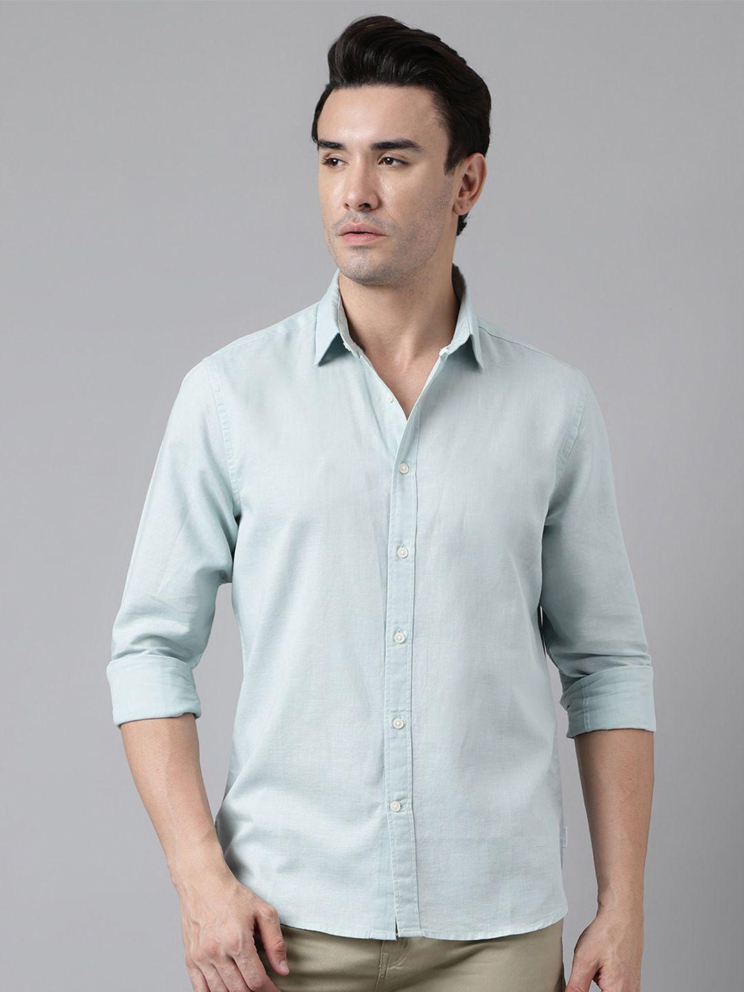 woodland-men-blue-opaque-casual-shirt