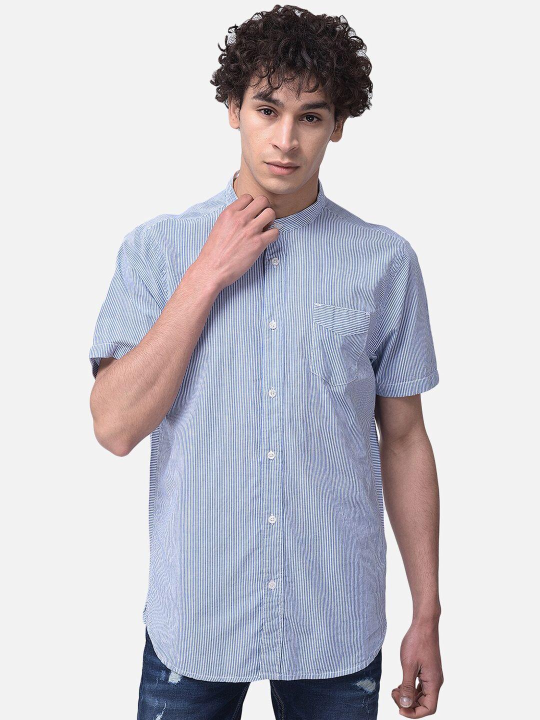woodland-men-blue-slim-fit-striped-printed-cotton-casual-shirt