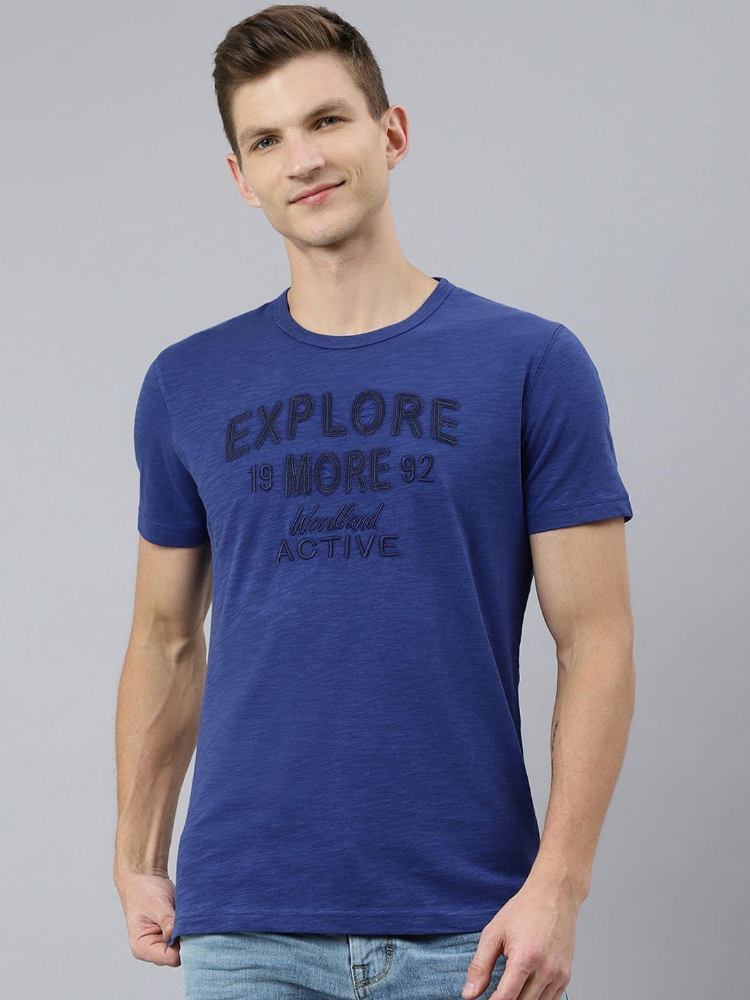 woodland-men-blue-typography-printed-raw-edge-t-shirt