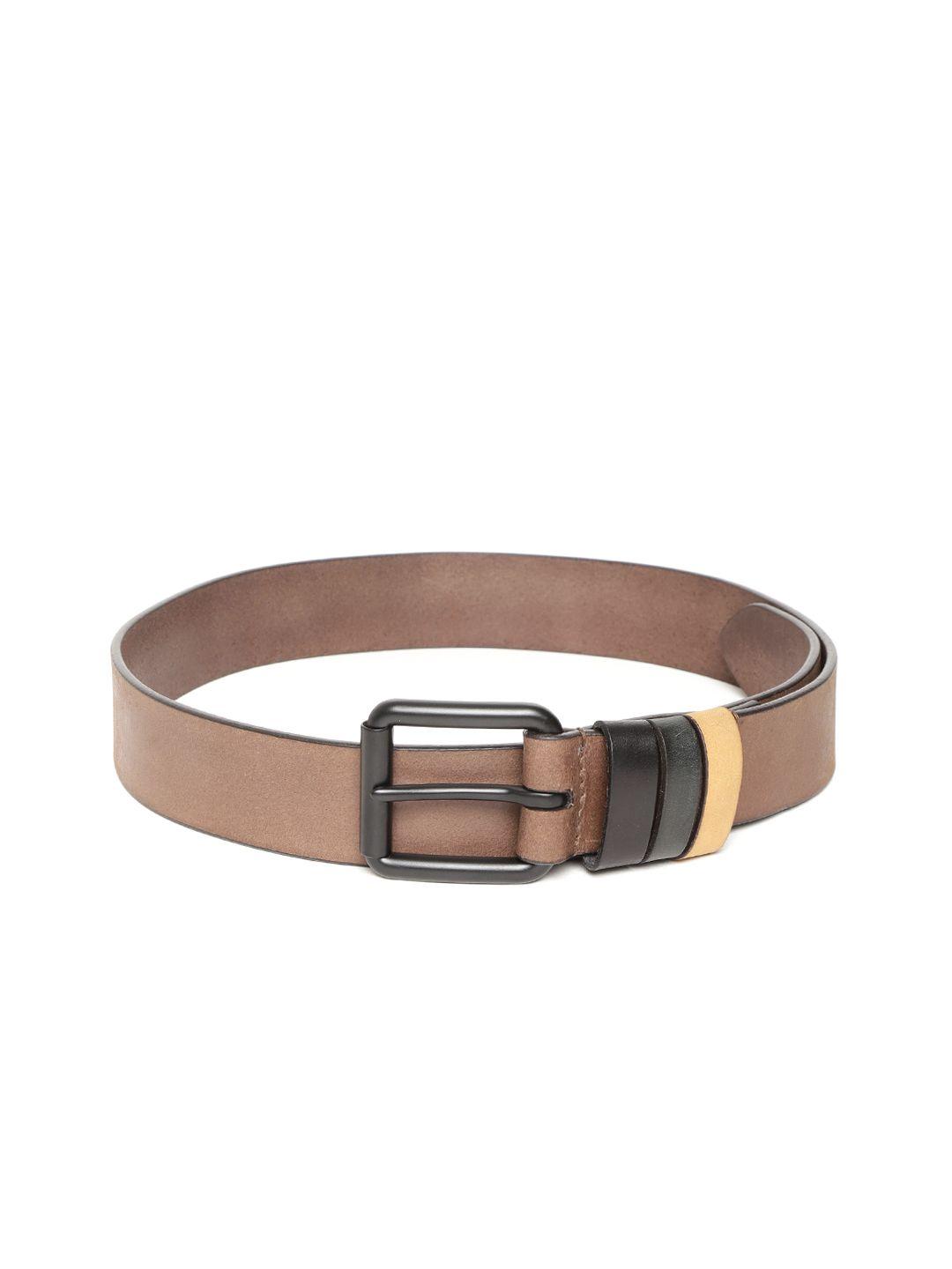 woodland men brown solid leather belt