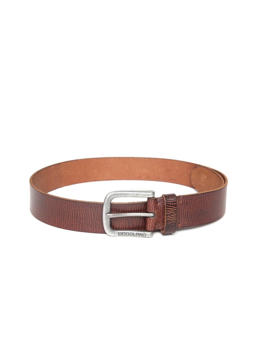 woodland men brown textured leather belt