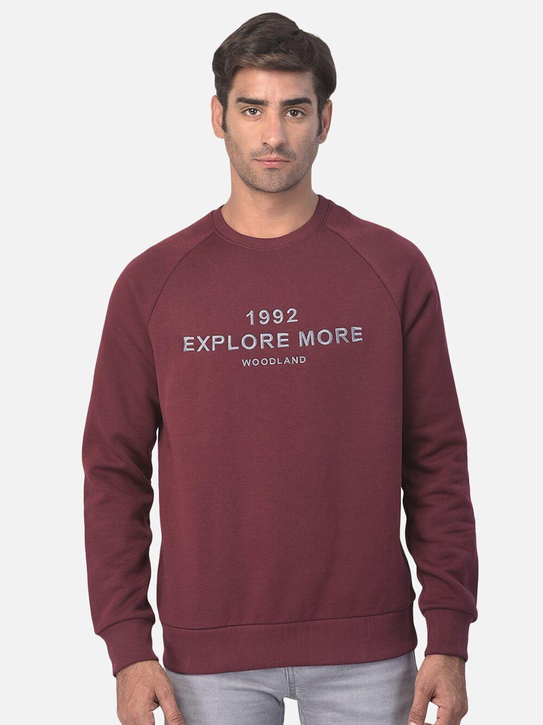 woodland men burgundy printed sweatshirt