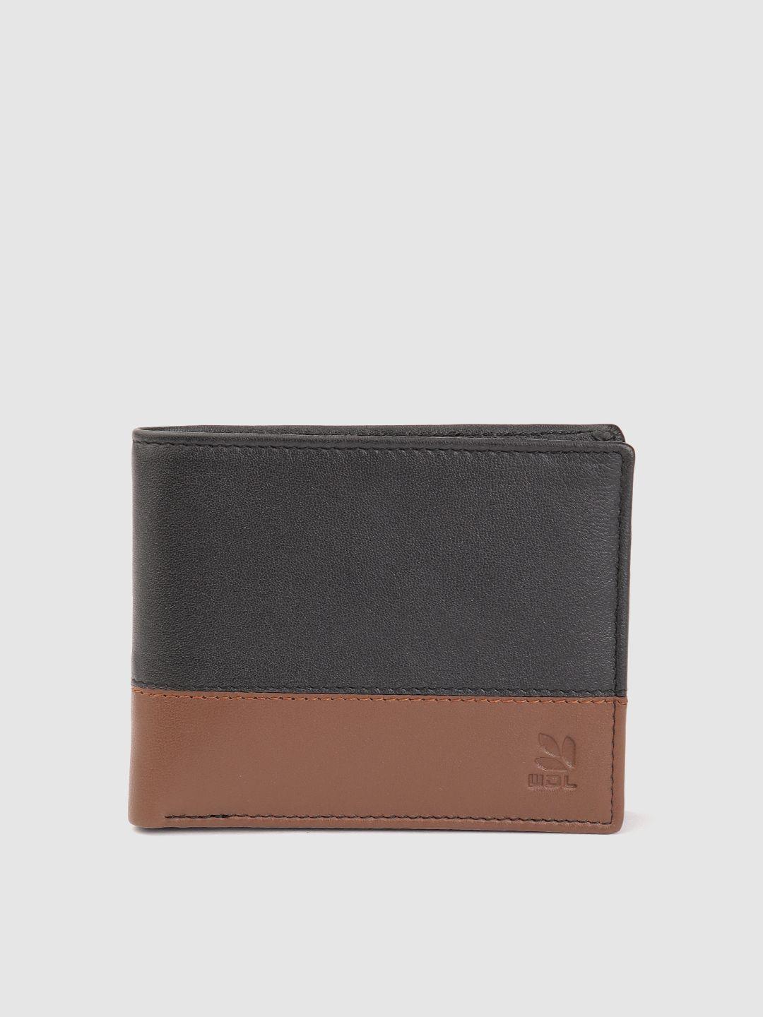 woodland men colourblocked leather two fold wallet