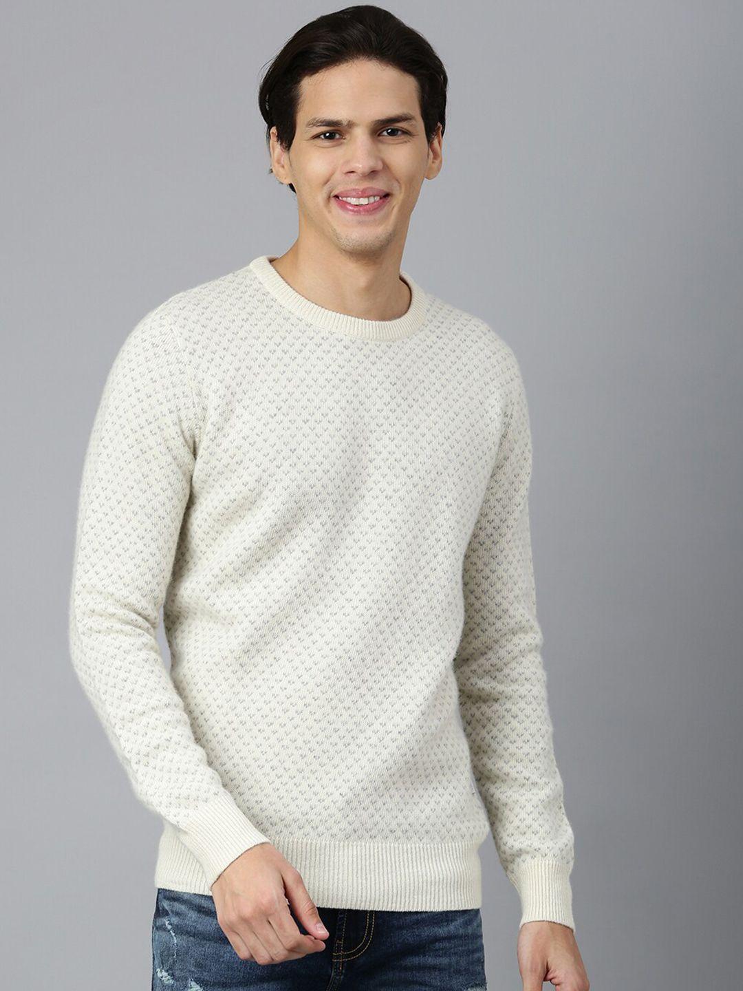 woodland-men-cream-coloured-printed-wool-pullover