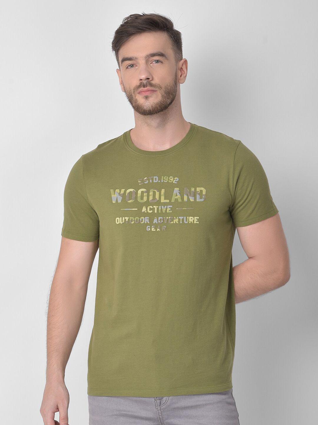woodland-men-green-typography-printed-t-shirt
