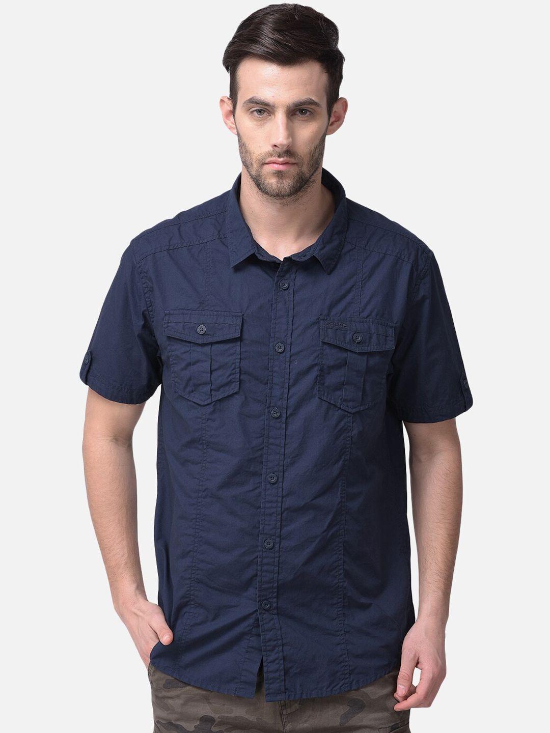 woodland men navy blue cotton casual shirt