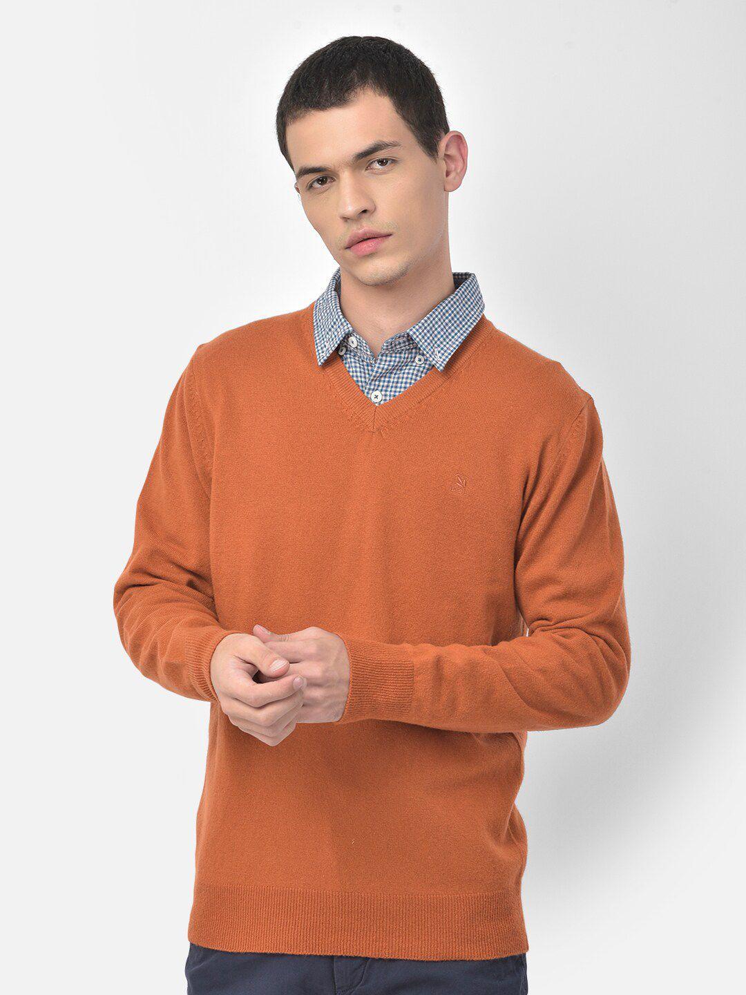 woodland-men-orange-solid-wool-pullover