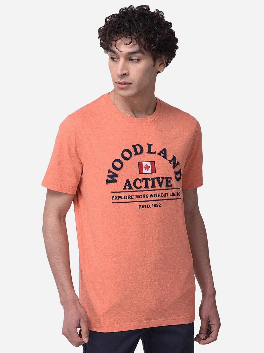 woodland-men-orange-typography-printed-t-shirt