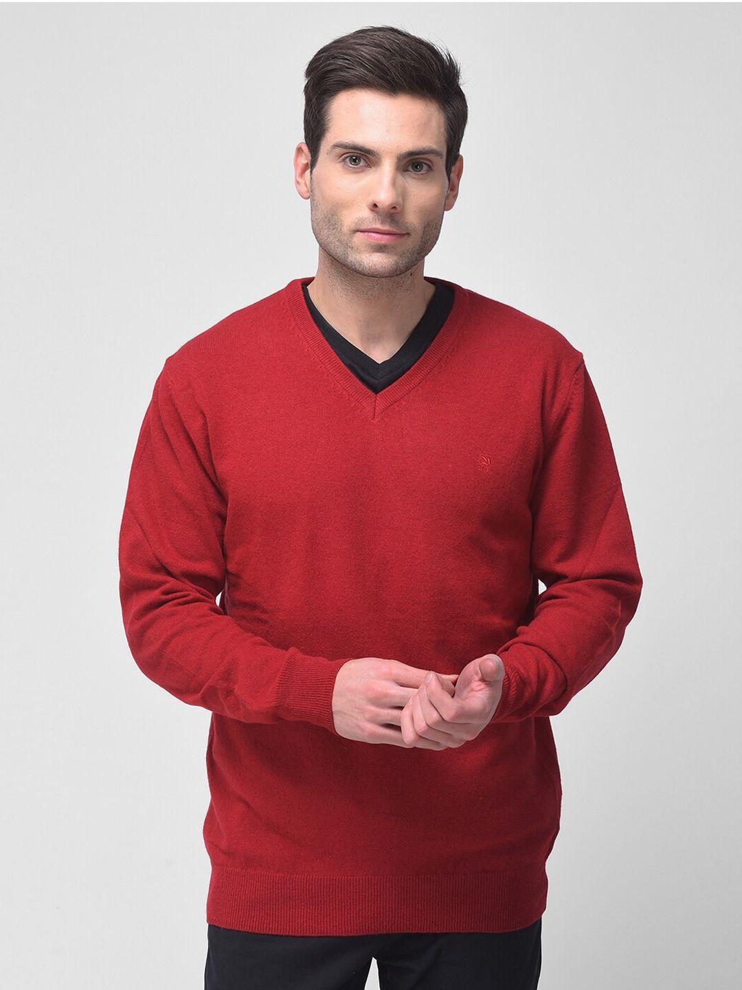 woodland-men-red-solid-pullover-sweater