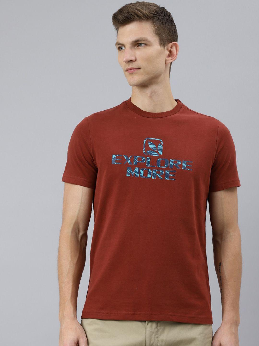 woodland men red typography printed t-shirt
