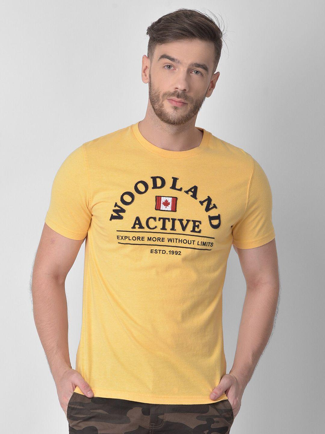 woodland-men-yellow-typography-applique-t-shirt