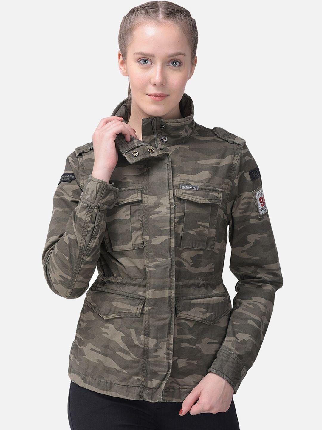 woodland women multicoloured camouflage pure cotton bomber jacket