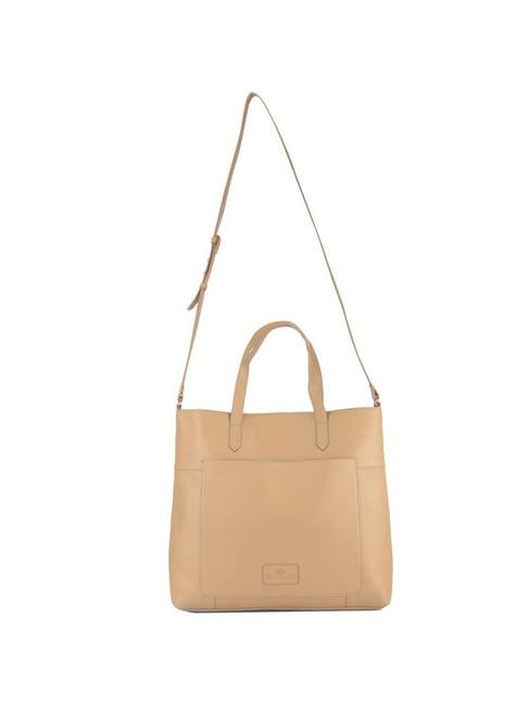 woodland beige solid medium tote handbag